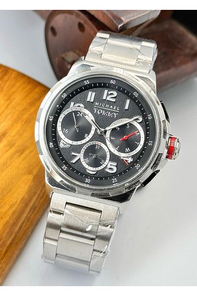 MICHAEL TOMMY 5 Atm Waterproof Steel Case Leather Cord Men's Wristwatch