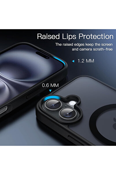Fibaks Apple Iphone 16 Uyumlu Kılıf Kamera Çıkıntılı Magsafe Şarj Destekli Hassas Tuşlu Yumuşak Mat Kapak