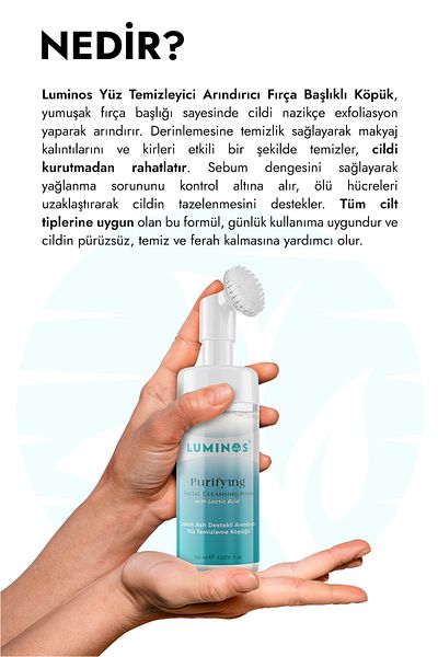 Natural رغوة تنظيف الوجه برأس فرشاة لومينوس - 150 مل