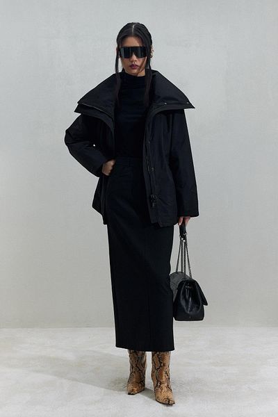 Suud Collection Černý kabát Lisa Puffer