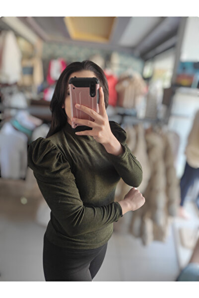 Sublime Butik Bluză de damă cu umăr cu balon cu jumătate de gât
