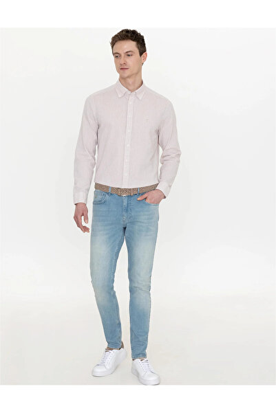 Cacharel Beige Men's Slim Fit Long Sleeve Shirt