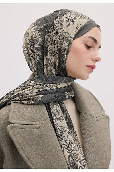 Fresh Anthracite Daria Patterned Shawl