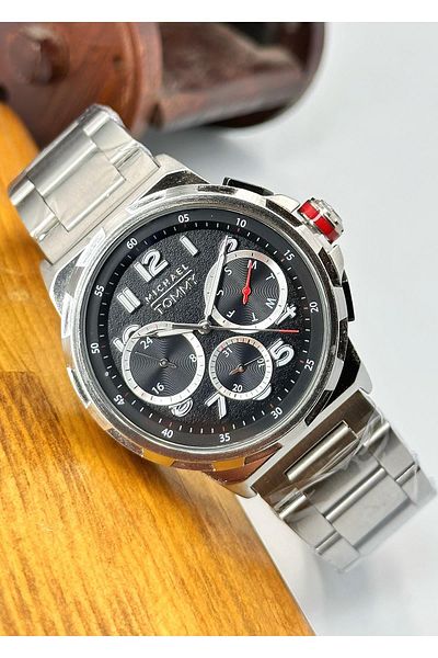 MICHAEL TOMMY 5 Atm Waterproof Steel Case Leather Cord Men's Wristwatch