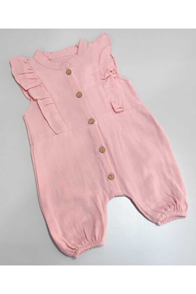 Sönmez Baby FIRFIR YAKALI YAZLIK MÜSLİN KUMAŞ KIZ BEBE TULUM