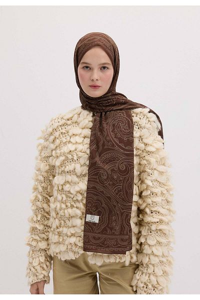 Fresh Carmel Patterned Shawl - Chocolate