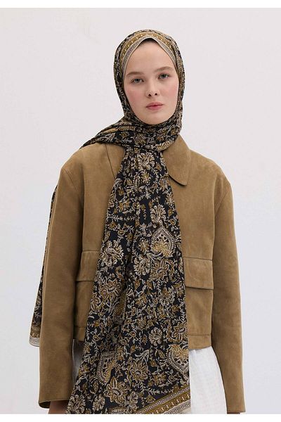 Fresh Olive Green Sonia Patterned Shawl