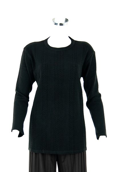 Oppland Pulover de damă negru de iarnă cu croială regulată din bumbac lycra țesut Kardelen