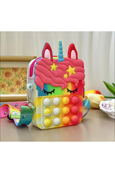 SYNOPE Geantă portofel pentru fete Pop-It Unicorn cu curea drăguță din silico...