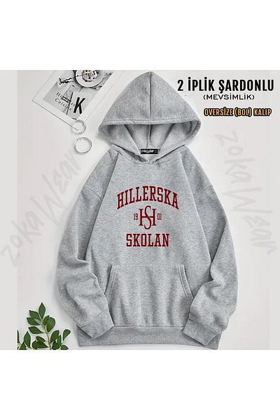ZOKAWEAR Young Royals School Logo Printed Hooded Oversize Sweatshirt (2 Thread)