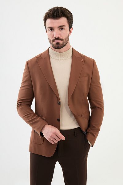 Mcr Straight Slim Fit Bag Pocket Wide Collar Punto Stitching Men's Jacket Brown - 40393.24K