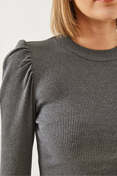 Bianco Lucci Dámská žebrovaná halenka princezna s rukávem 2111 60351109