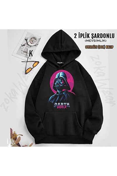 ZOKAWEAR Hanorac Starwars cu glugă cu imprimeu neon Darth Vader - 2 fire