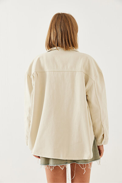 Bianco Lucci Női négyzet alakú zsebes részlet Gabardine ing 4737 60351149