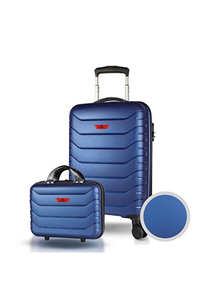 My Valice Solid PP Polipropilen Kırılmaz Makyaj ve Kabin Boy Parlement Mavisi 2'li Valiz Seti