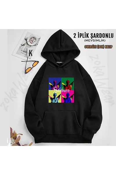 ZOKAWEAR Jacob Elordi Saltburn Printed Hooded Sweatshirt - Bath Mat Pack of 2 Thread