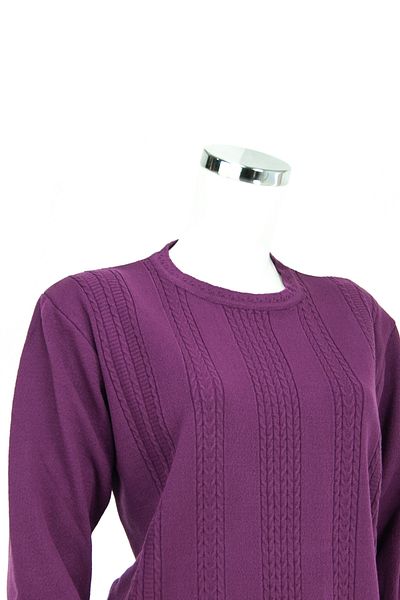 Oppland Pulover pentru femeie cu guler rotund cu motive de iarnă, bumbac lycra, țesut Kardelen