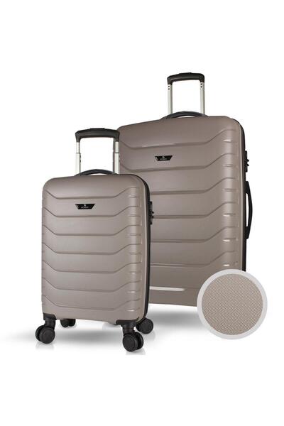 My Valice Solid PP Polipropilen Kırılmaz Kabin ve Orta Boy Platin Gri 2'li Va...