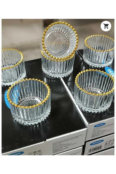 Genel Markalar Yaldızlı Cam Sosluk & Sunumluk & Drajelik Yeni Ürün 6'lı