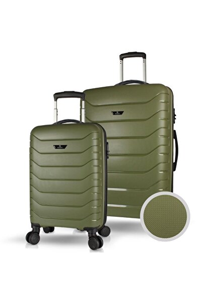 My Valice Solid PP Polipropilen Kırılmaz Kabin ve Orta Boy Haki 2'li Valiz Seti