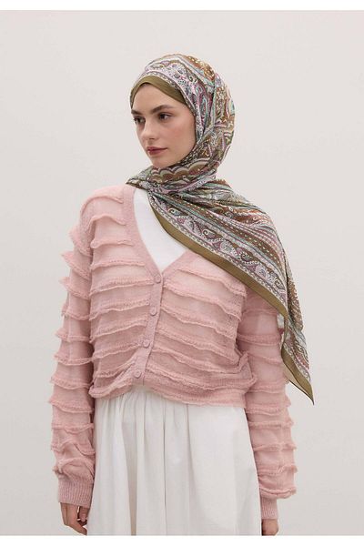 Fresh Pink Ethnic Floral Patterned Dusty Shawl