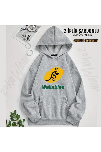 ZOKAWEAR Wallabies Rugby Fans Printed Hooded Oversize Sweatshirt (2 Thread)