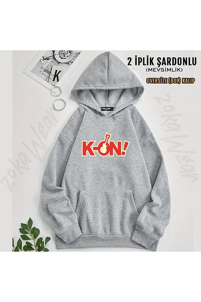ZOKAWEAR Anime K On! Logo Printed Hooded Oversize Sweatshirt (2 Thread)