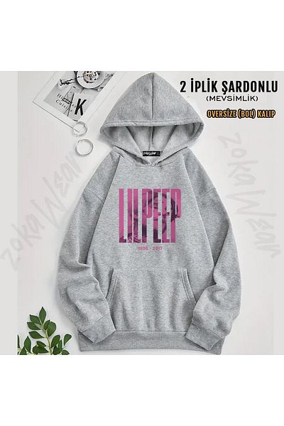 ZOKAWEAR Rose Lil Peep Printed Hooded Oversize Sweatshirt (2 Thread)