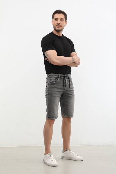 BANNY JEANS Ανδρικό τζιν σορτς - Lycra και Lace Up