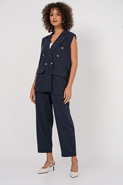 Bigdart 6675 Model Double Breasted Vest and Trousers Set - Navy Blue