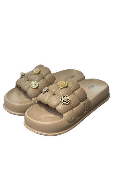 AKINAL Knitted Patterned Buckle Soft Padded Slippers