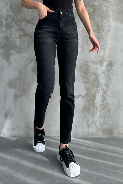 macharelbasic Μαύρο γυναικείο ψηλόμεσο τζιν Mom Skinny Leg