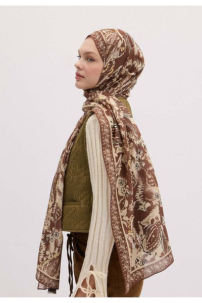 Fresh Floral Paisley Patterned Shawl - Sahara
