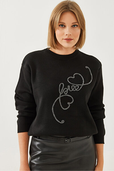 Bianco Lucci Pulover tricotaj brodat Love Heart pentru femei 14318 60351158