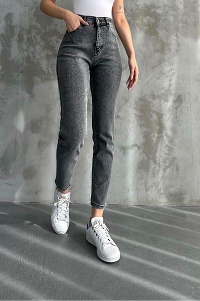 macharelbasic Καπνιστό γυναικείο ψηλόμεσο τζιν Mom Skinny Leg