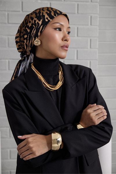 Qef Silk Patterned Twill Scarf - Tiger