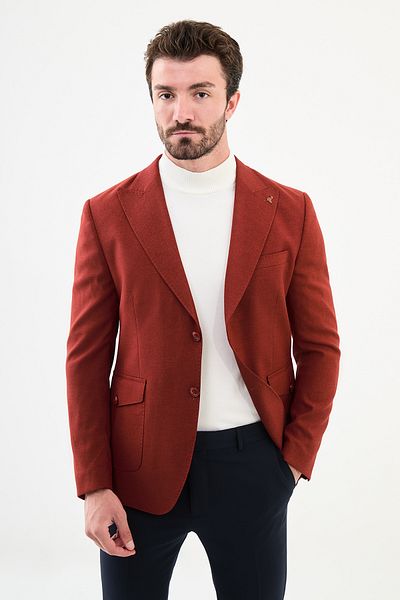 Mcr Plain Slim Fit Bag Pocket Wide Collar Punto Stitching Men's Jacket Tile - 40393.24K
