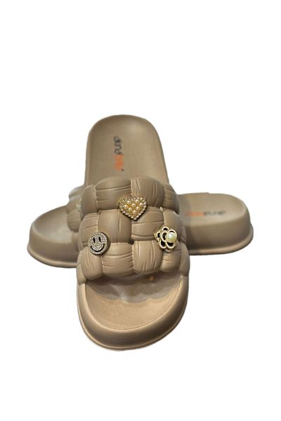 AKINAL Knitted Patterned Buckle Soft Padded Slippers
