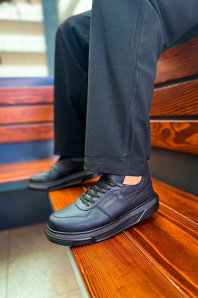 Chekich Ch075 Ipekyol - Black Men's Shoes with White Soles
