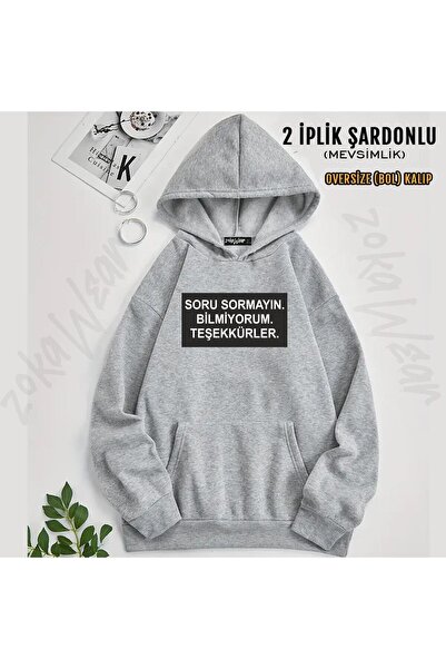 ZOKAWEAR Ne postavljaj pitanja, ne znam, hvala Štampano Sa kapuljačom Oversiz...