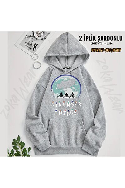 ZOKAWEAR Stranger Things Reversing Car Printed Hooded Oversize Sweatshirt (2 ...