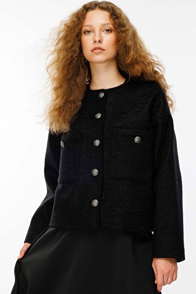 Hooopstore Μαύρο μπουφάν με αντίκες μεταλλικά κουμπιά