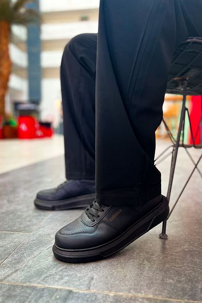Chekich Ch075 Ipekyol - Black Men's Shoes with White Soles