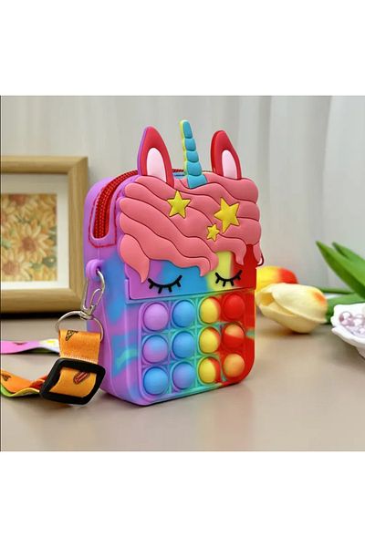 SYNOPE Silicone Cute Strap Pop-It Unicorn Girl's Wallet Purse Children's Coin Carrying Bag