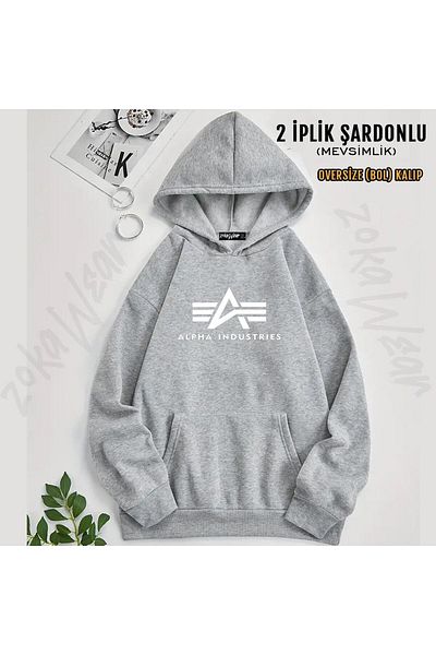 ZOKAWEAR Alpha Industries Printed Hooded Oversize Sweatshirt (2 Thread)