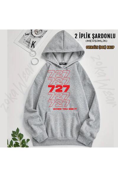 ZOKAWEAR 727 - Owo Printed Hooded Oversize Sweatshirt (2 Thread)