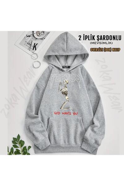 ZOKAWEAR Kanye West Yeezus Printed Hooded Oversize Sweatshirt (2 Yarns)