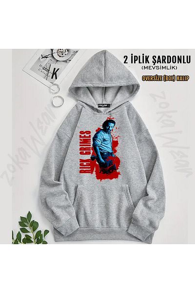 ZOKAWEAR Rick Grimes the Walking Dead Printed Hooded Oversize Sweatshirt (2 Thread)