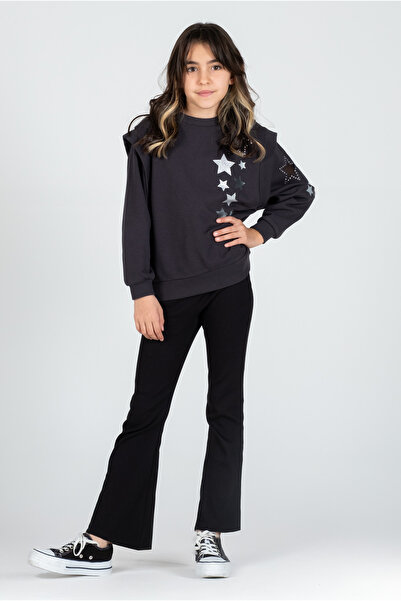 Kyron Yıldız Desenli Kız Çocuk %100 Pamuk Sweatshirt