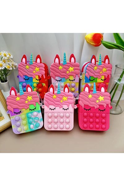 SYNOPE Silicone Cute Strap Pop-It Unicorn Girl's Wallet Purse Children's Coin Carrying Bag